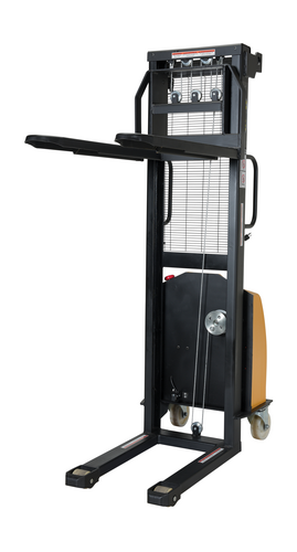 Steel Stacker with Fixed DC Powered Winch 770 Lb. Capacity Black / Yellow